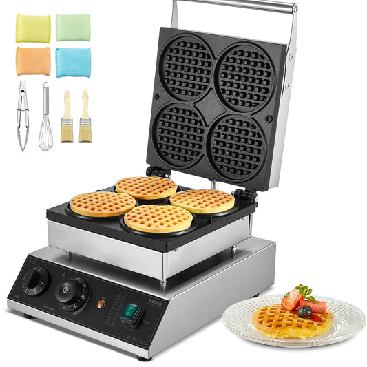 4PCS Kommerziellen Waffel Maker Runde Waffel Eisen Maschine 1750W