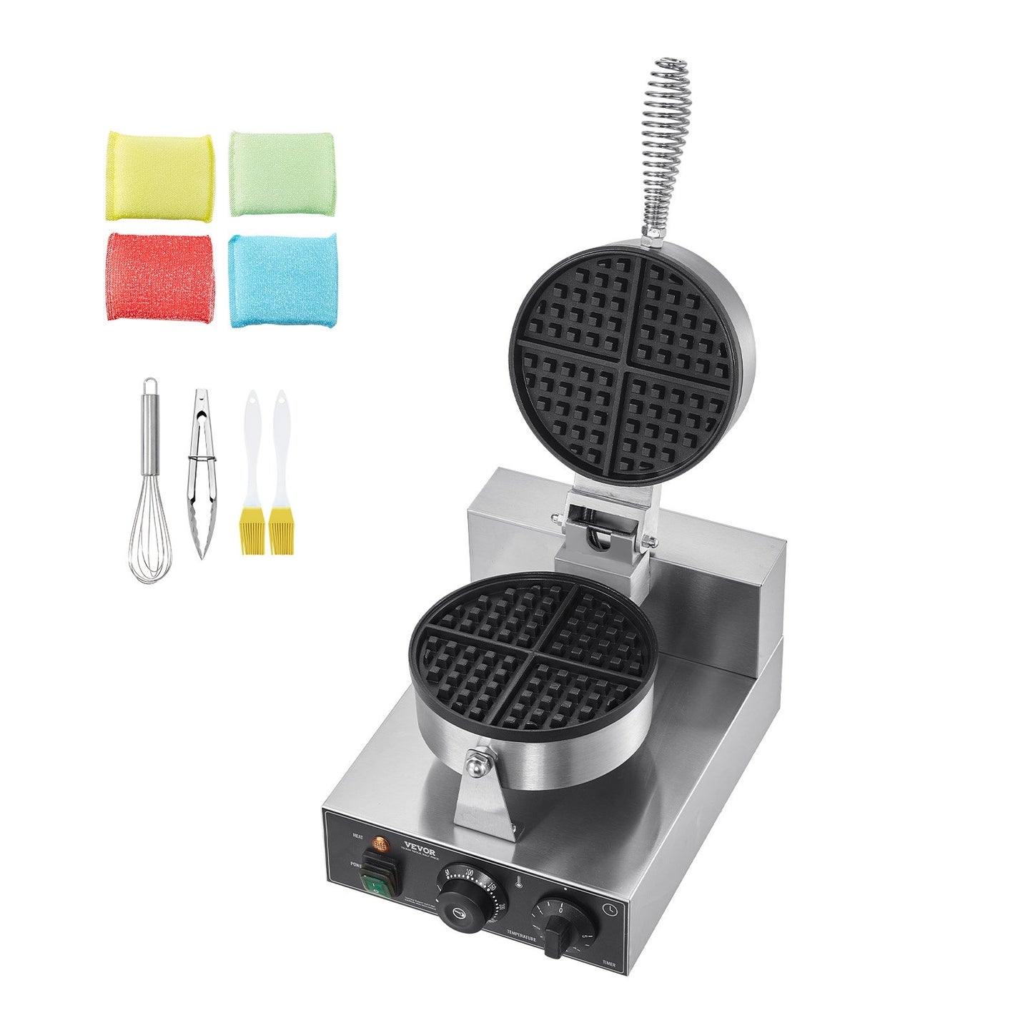 Commercial Waffle Maker Round Waffle Iron Baking Machine Non-stick 1230W