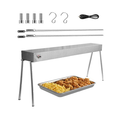 Food Heat Lamp, 750W Hanging Commercial Food Heating Warmer, Stainless Steel Electric Strip Heater Light with Cord, Heatlamp Warming Equipment for Food Restaurant, Buffet, and Catering Kitchen