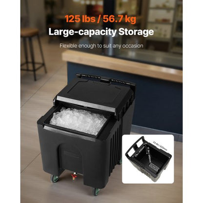 commercial ice box 61.6L portable ice box with sliding lid and 4 wheels | EU