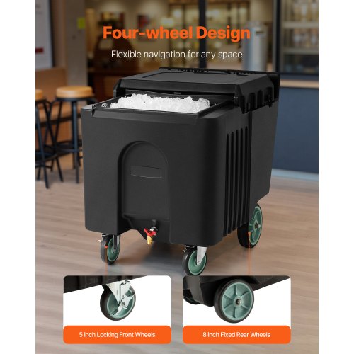 commercial ice box 61.6L portable ice box with sliding lid and 4 wheels | EU