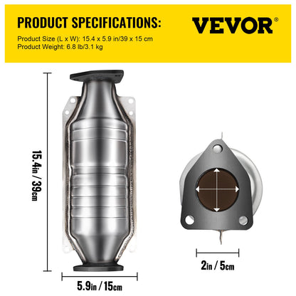 Catalytic Converter Compatible with 1998-2002 Honda Accord 2.3L, Direct-Fit High Flow Series Cat Converter, Stainless Steel Exhaust Converter Pipe with Flange Design & Gasket (OBD III Compliant)
