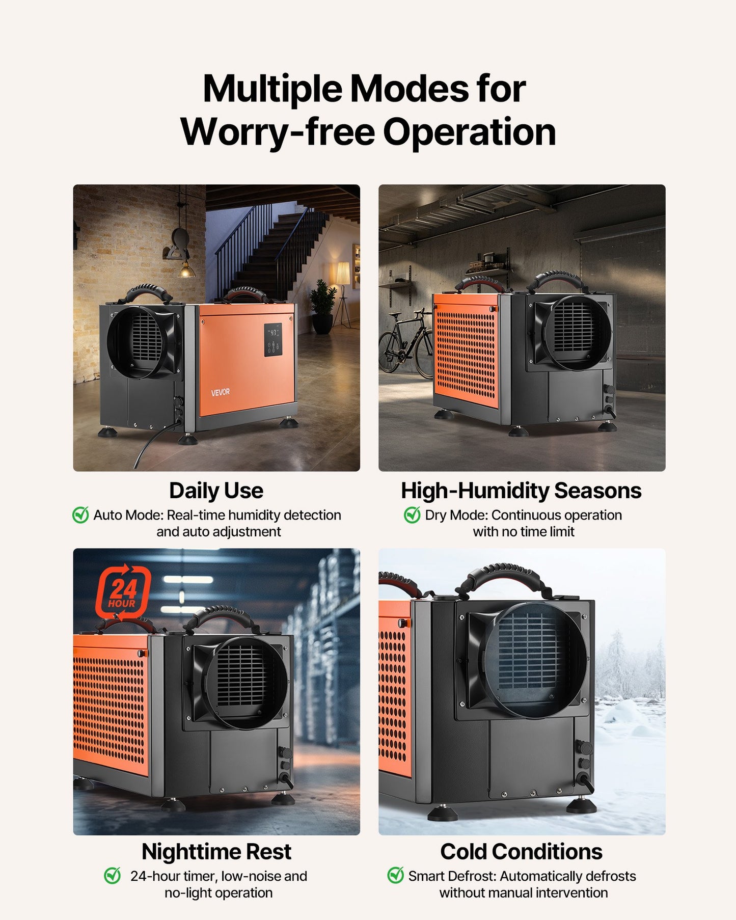 70 Pints Commercial Dehumidifier with Drain Hose, Portable Crawl Space Dehumidifiers for Basement Storage Room Industrial, Auto Defrost/Drainage, Heavy-duty Galvanized Steel, LED Indicate