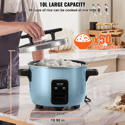 Commercial Rice Cooker 50-Cup Non-Stick Pot 10L 24H Keep Warm Restaurant