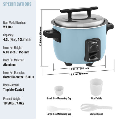 Commercial Rice Cooker 50-Cup Non-Stick Pot 10L 24H Keep Warm Restaurant