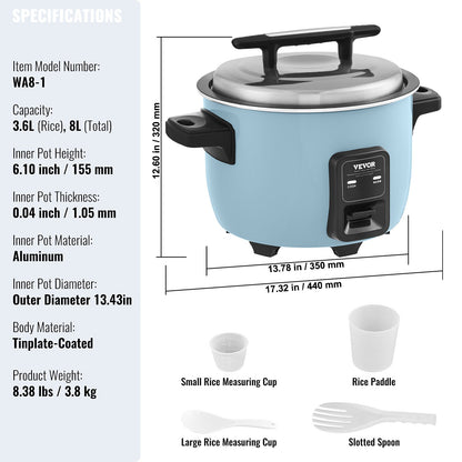 Commercial Rice Cooker 40 Cups Non-stick Pot 8L 24H Keep Warm Restaurant