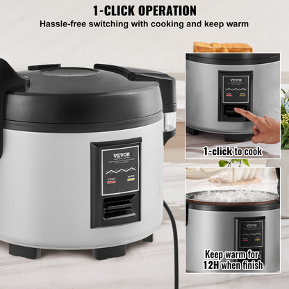 Commercial Rice Cooker 45-Cup Non-Stick Pot 9L 12H Keep Warm Restaurant