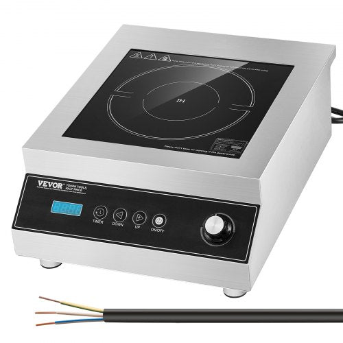 Portable Induction Cooktop, 5000W Commercial Induction Burner with 16 Temperature Settings, Stainless Steel Countertop Induction Hot Plate with 4H Timer, Child Lock, for Restaurant Cooking