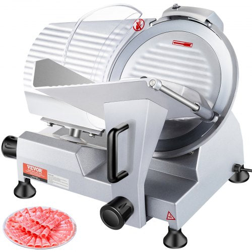 240W Commercial Meat Slicer, Electric Deli Food Slicer, 10" Carbon Steel Blade Electric Food Slicer, 350-400RPM Meat Slicer, 0 - 0.47 inch Thickness Adjustable for Commercial and Home Use