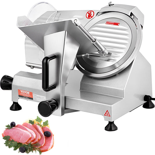 Commercial Meat Slicer, 200W Electric Deli Food Slicer, 350-400 RPM. Meat Slicer with 8" Carbon Steel Blade, 0 - 0.47 Inch Electric Meat Slicer with Adjustable Thickness for Home and Commercial Use