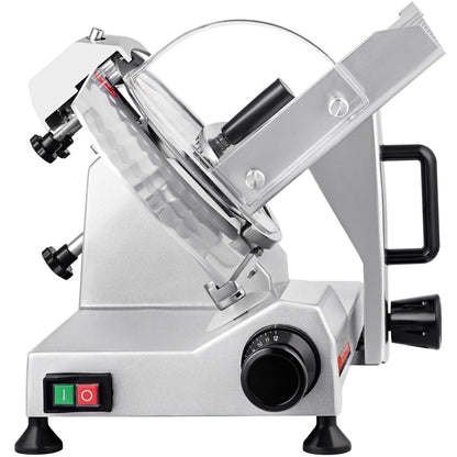 Commercial Meat Slicer, 200W Electric Deli Food Slicer, 350-400 RPM. Meat Slicer with 8" Carbon Steel Blade, 0 - 0.47 Inch Electric Meat Slicer with Adjustable Thickness for Home and Commercial Use