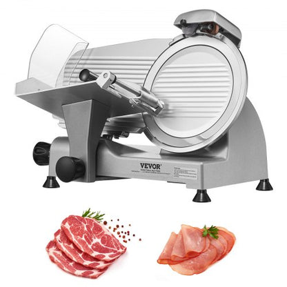 Meat Slicer, 340W Electric Deli Food Slicer with 10" SUS420 Stainless Steel Blade and Built-in Sharpening Stone, 0-0.6 inch Adjustable Thickness for Commercial and Home Use, Cut Meat and Cheese