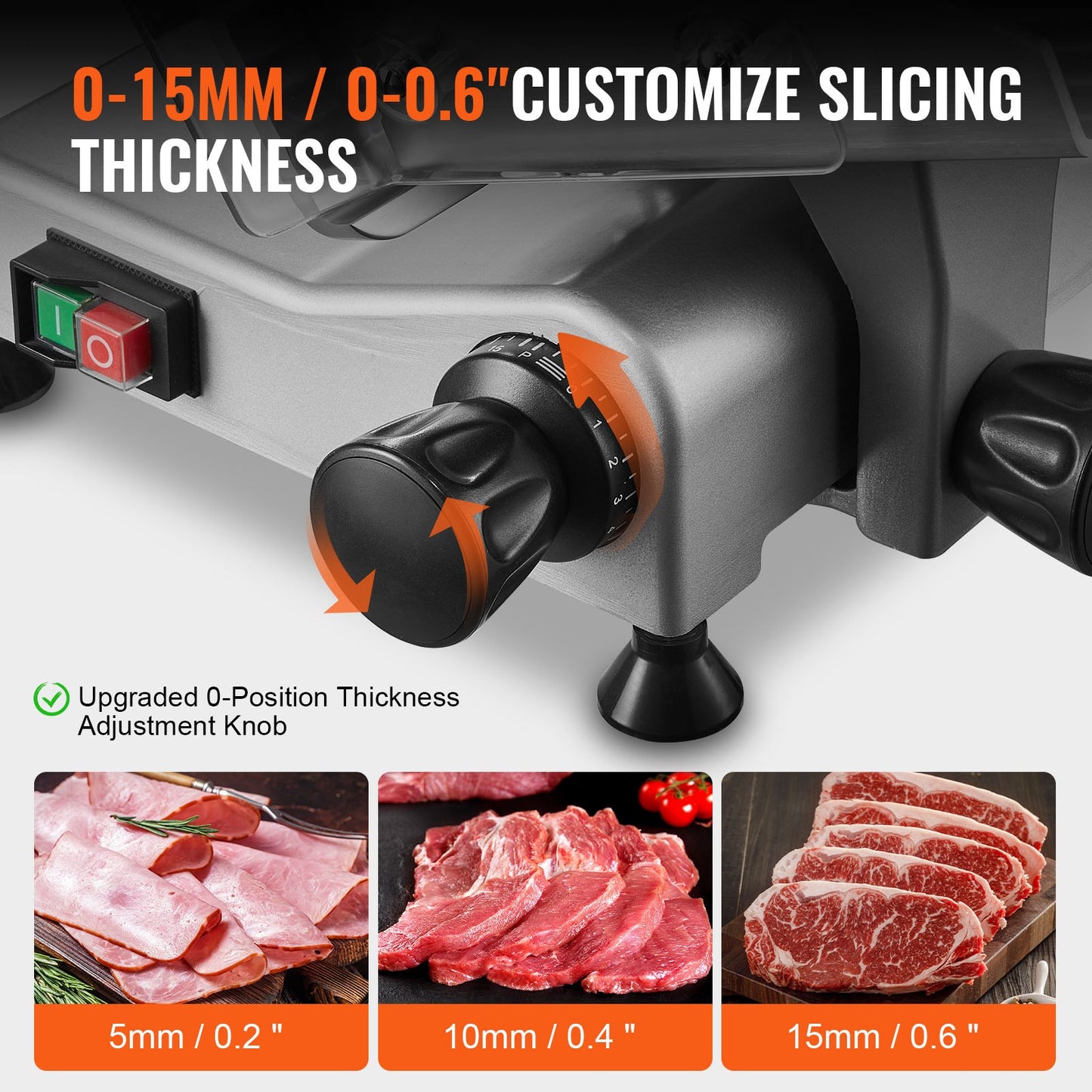 Meat Slicer, 340W Electric Deli Food Slicer with 10" SUS420 Stainless Steel Blade and Built-in Grindstone, 0-0.6 Inch Adjustable Thickness for Commercial and Home Use, Slice Meat and Cheese
