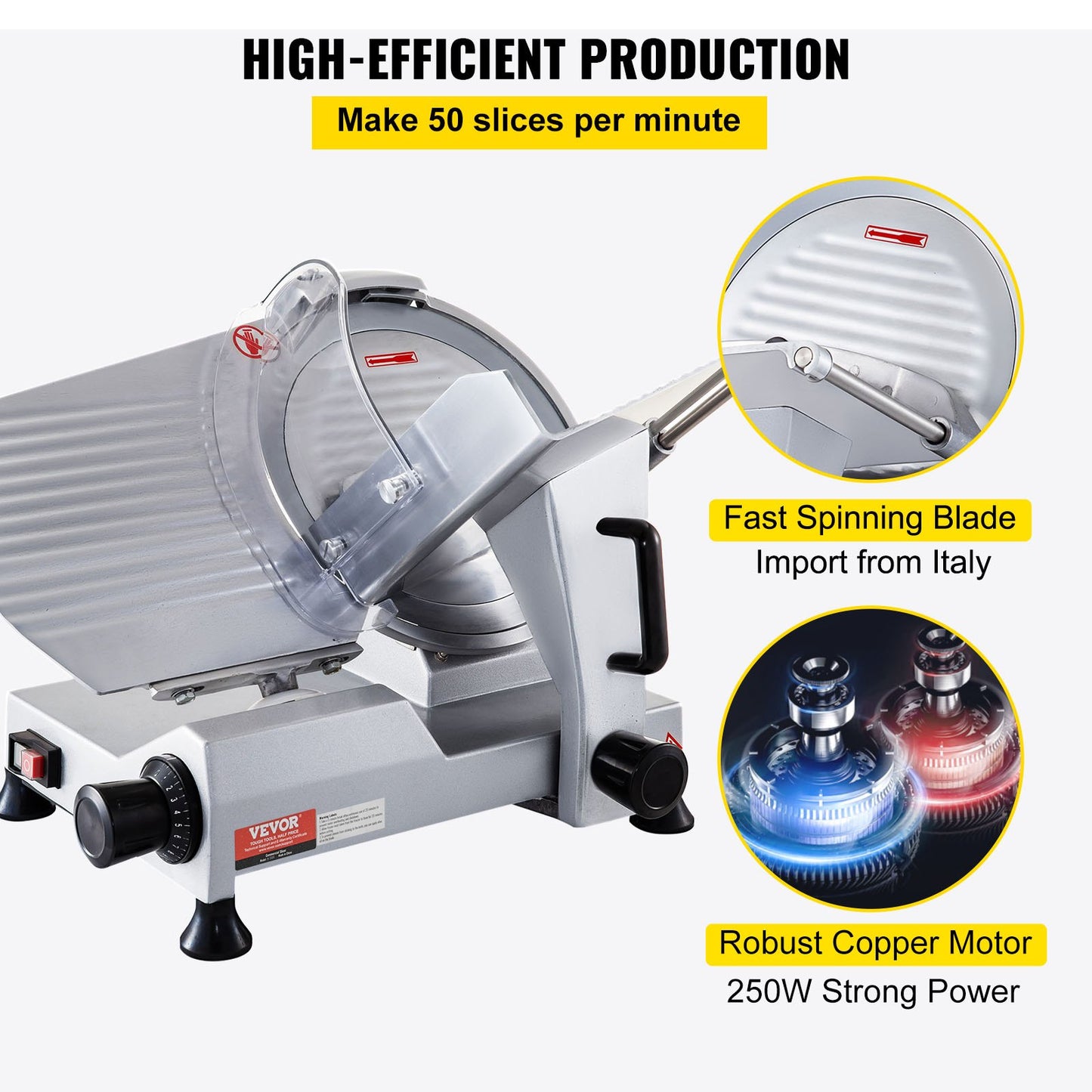 Commercial Meat Slicer, 320W Electric Deli Food Slicer, 12 Inch Carbon Steel Blade Electric Food Slicer, 350-400 RPM Meat Slicer, 0-0.6 Inch Adjustable Thickness for Meat, Cheese, Vegetables, Ham