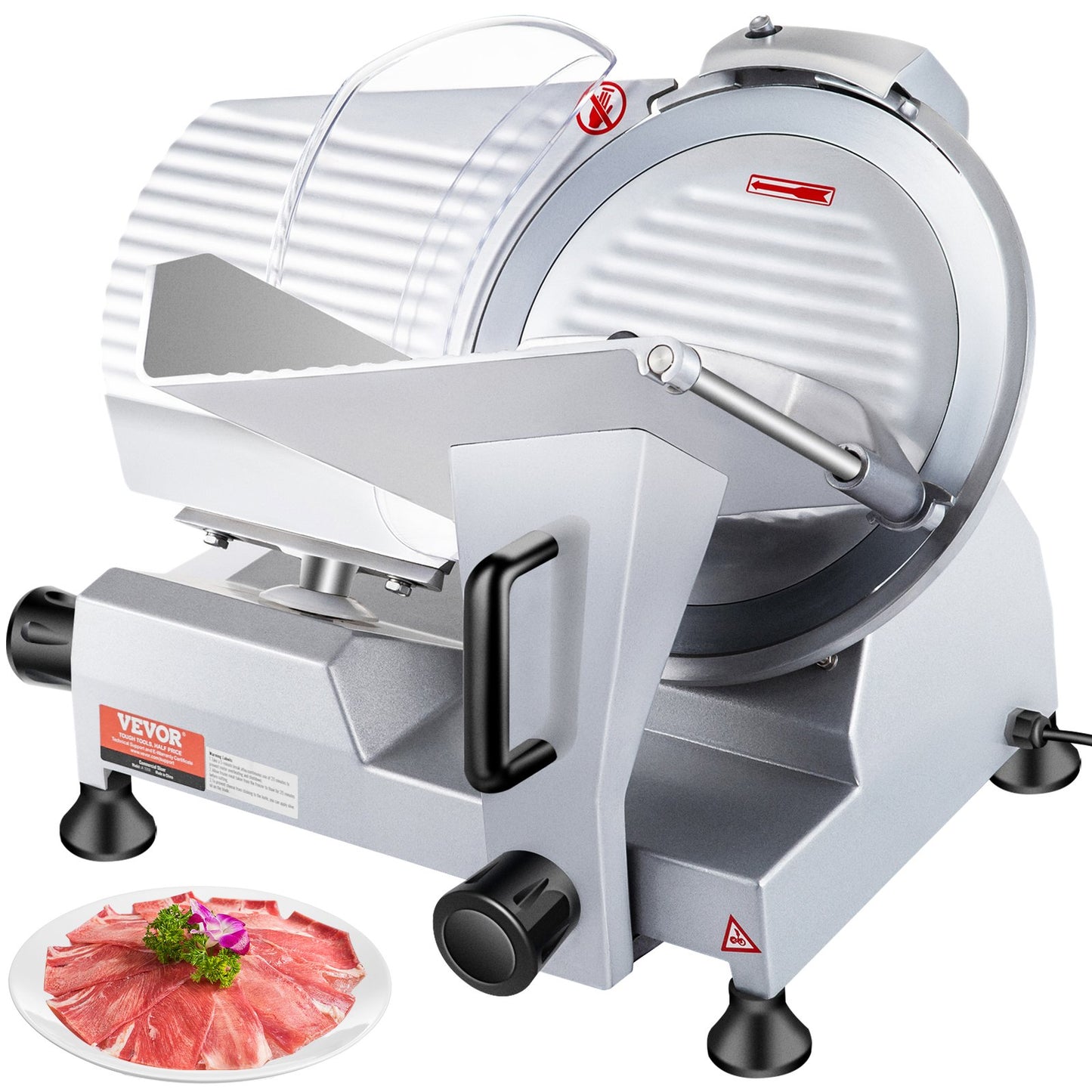 Commercial Meat Slicer, 320W Electric Deli Food Slicer, 12 Inch Carbon Steel Blade Electric Food Slicer, 350-400 RPM Meat Slicer, 0-0.6 Inch Adjustable Thickness for Meat, Cheese, Vegetables, Ham