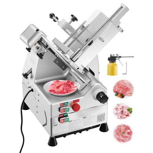 Automatic Meat Slicer, 500W, Electric Deli Slicer Machine with 10 inch Sharp 75Cr1 Steel Blade, 0-0.67 inch Adjustable Thickness, 633 RPM Fast Slicing, for Frozen Meat, Cheese, and Bread