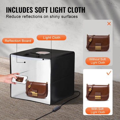 16" x 16" Photo Studio Light Box 3000-5600K 6 dubbelsidiga färgbakgrunder