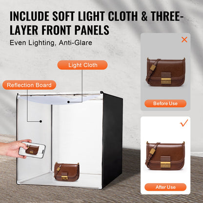 Photo Studio Light Box 32" x 32" 5600K med 210 LED-lampor strömadapter