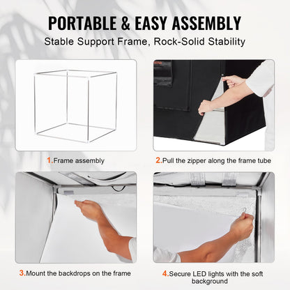 Photo Studio Light Box 32" x 32" 5600K med 210 LED-lampor strömadapter