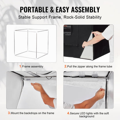 Lichtbox für Fotostudio, 99 x 99 cm, 5600 K, mit 210 LED-Leuchten, Netzteil