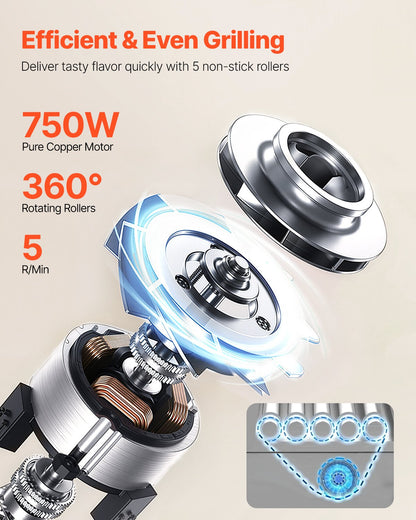 Hot Dog Roller, 12 Hot Dog 5 Rollers, Stainless Steel Sausage Grill Cooker, 750W Hot Dog Machine with Dual Temp Control, Removable Oil Drip Tray, for Party Home Commercial