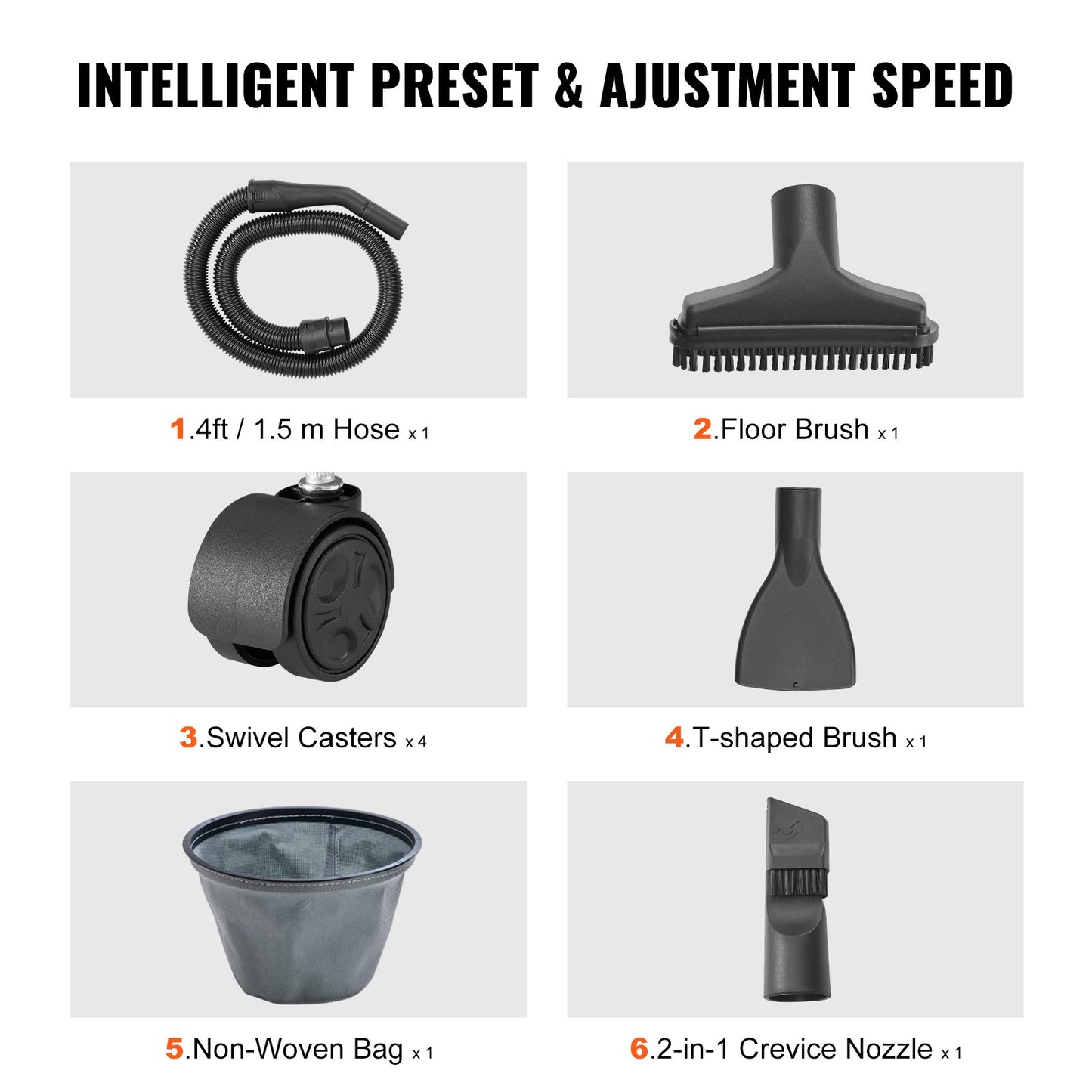 Nass-/Trockensauger für Werkstätten, 10 l, 2 PS, mit düsenreichem Zubehör, Gelb