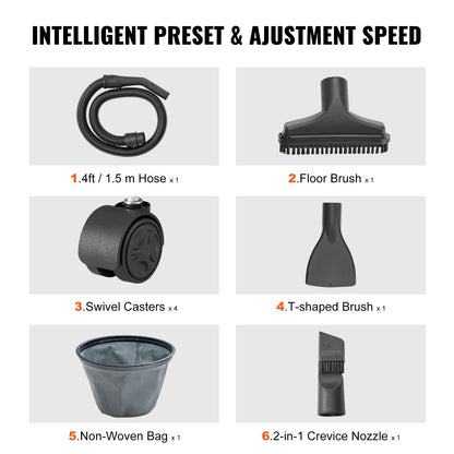 Nass-/Trockensauger für Werkstätten, 10 l, 2 PS, mit düsenreichem Zubehör, Gelb