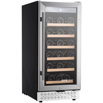 Wine Cooler, 28 Bottle Wine Fridge, Mini Wine Cooler Refrigerator with Glass Door, Adjustable Shelves, Digital Temperature Control, Built-in & Freestanding Cooler Fridge for Home, Office, Bar