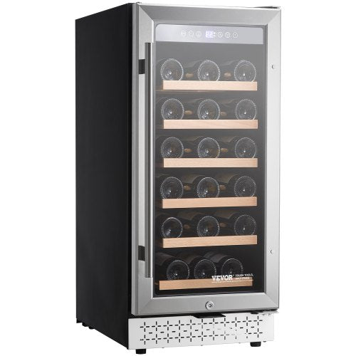 Wine Cooler, 28 Bottle Wine Fridge, Mini Wine Cooler Refrigerator with Glass Door, Adjustable Shelves, Digital Temperature Control, Built-in & Freestanding Cooler Fridge for Home, Office, Bar