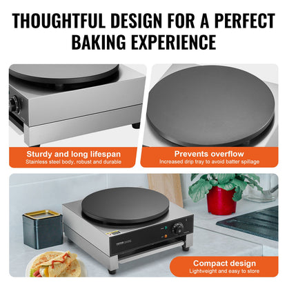 16 zoll Elektrische Crêpe Maker Kommerziellen Crêpe Maschine 1700W