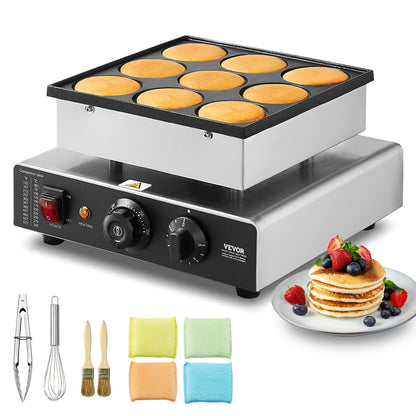 9PCS 76mm Dutch Pancake Maker Commercial Dorayaki Baker 850W Non-stick