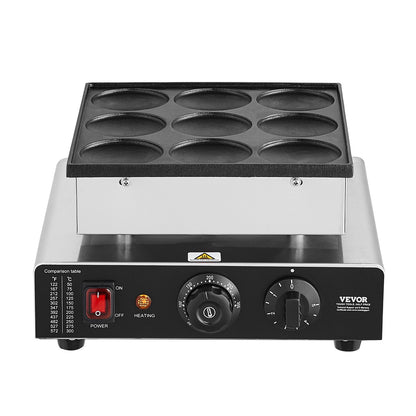 9PCS 76mm Dutch Pancake Maker Commercial Dorayaki Baker 850W Non-stick