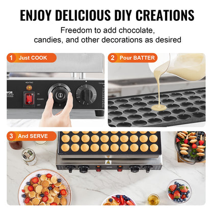 50PCS 43mm Mini Dutch Pancake Maker Commercial Dorayaki Baker 1700W