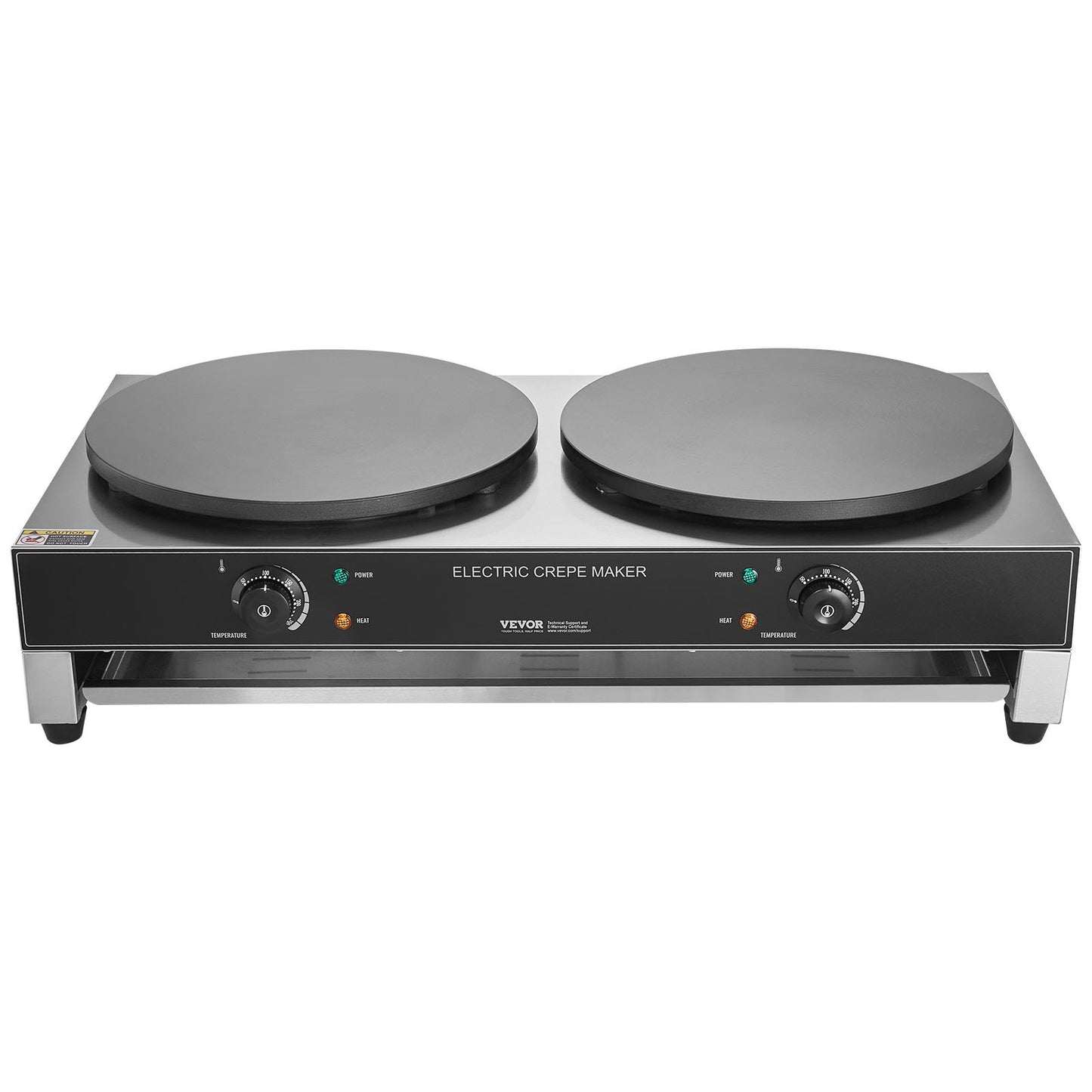 Electric Crepe Maker, 16-Inch Double Head Commercial Crepe Machine, 3400W Flat Plate Crepe Griddle, Nonstick Stainless Steel Pancake Making, Desktop Circular Cereals Pancake Stove, AC120V 60Hz