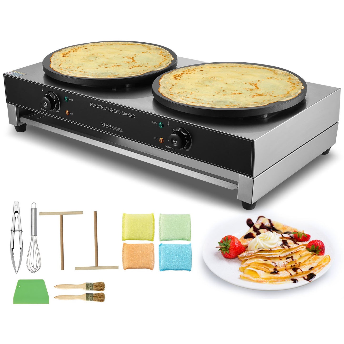 16 zoll Elektrische Crêpe Maker Kommerziellen Crêpe Maschine 6000W Doppel Kopf