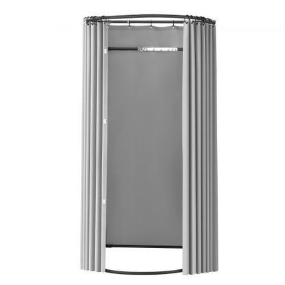 Fitting Room, Dressing Room with Thick Polyester Curtains, Privacy Space with Shading Curtain and a Hook, for Boutique, Mall, Tailor's Store & Outdoor 39 x 37 x 79 in (Black and Gray-White)