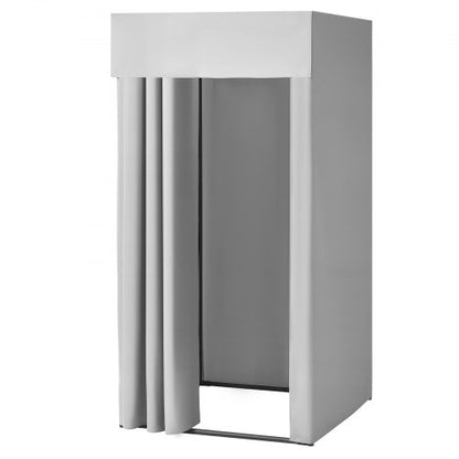 Fitting Room, Dressing Room with Thick Polyester Curtains, Privacy Space with Shading Curtain and a Hook, for Boutique, Mall, Tailor's Store & Outdoor 39 x 39 x 78 in (Black and Gray-White)