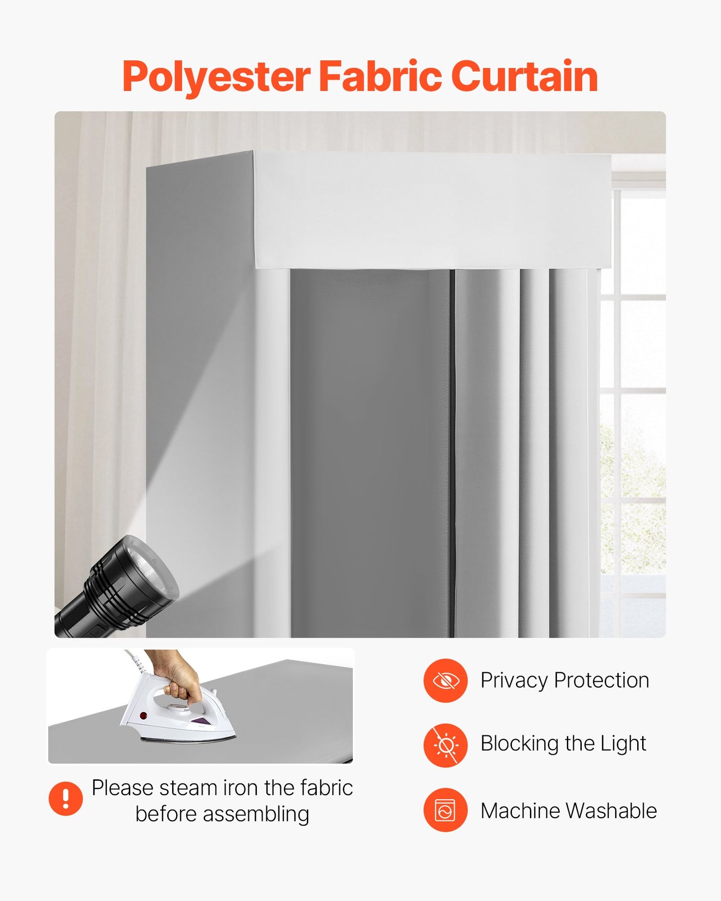 Fitting Room, Dressing Room with Thick Polyester Curtains, Privacy Space with Shading Curtain and a Hook, for Boutique, Mall, Tailor's Store & Outdoor 39 x 39 x 78 in (Black and Gray-White)