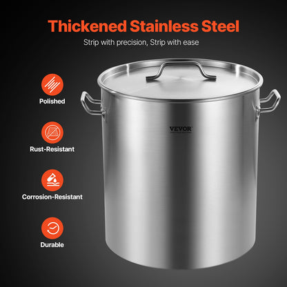 64QT Stainless Steel Stockpot Cooking Kitchen Sauce Pot with Basket Lid