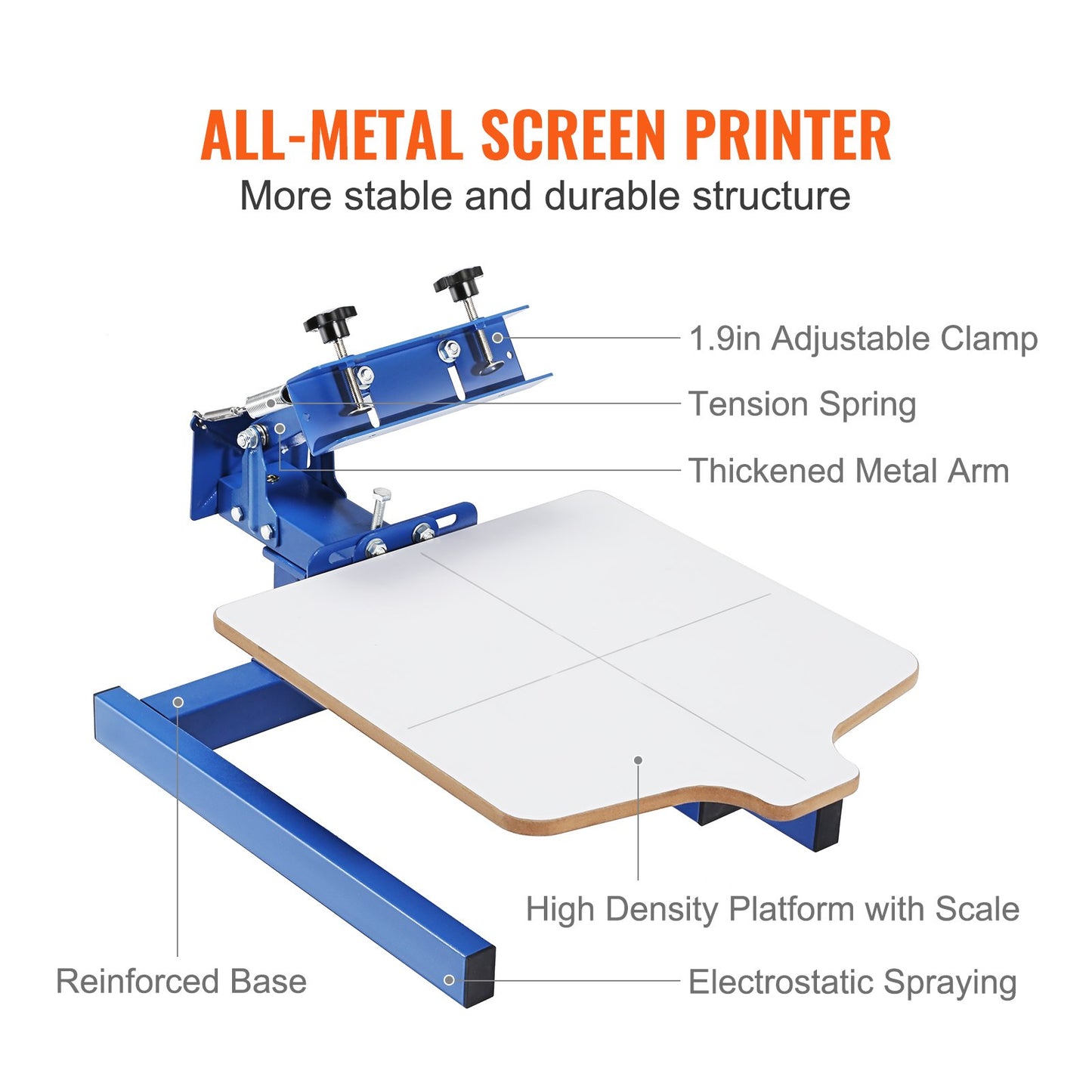 Screen Printing Machine, 1 Color 1 Station Silk Screen Printing Press, 21.2x17.7in Screen Printing Press, Double-layer Positioning Pallet, Adjustable Tension for T-shirt DIY Printing