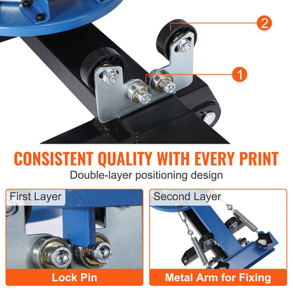 4 Color 1 Station Screen Printing Machine, 21.2x17.7in / 54x45cm Screen Printing Press 360° Rotable Silk, Double-Layer Positioning Pallet for T-Shirt DIY Printing