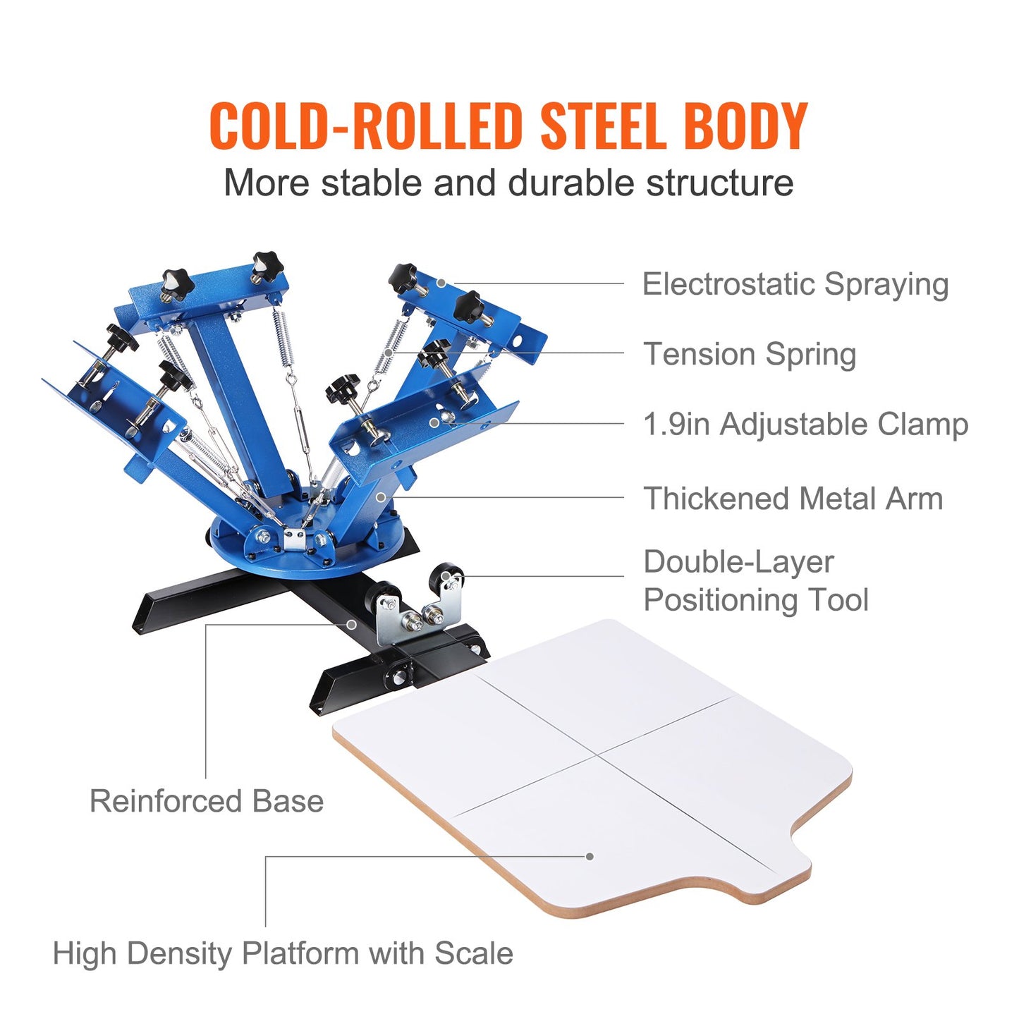 4 Color 1 Station Screen Printing Machine, 21.2x17.7in / 54x45cm Screen Printing Press 360° Rotable Silk, Double-Layer Positioning Pallet for T-Shirt DIY Printing