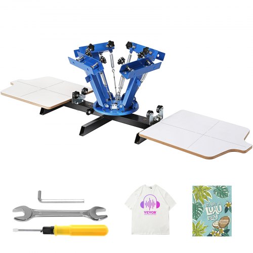 Screen Printing Machine, 4 Color 2 Station, 360° Rotable Silk Screen Printing Press, 21.2 x 17.7in / 54 x 45cm Screen Printing Press, Dual-layer Positioning Pallet for DIY T-shirt Printing