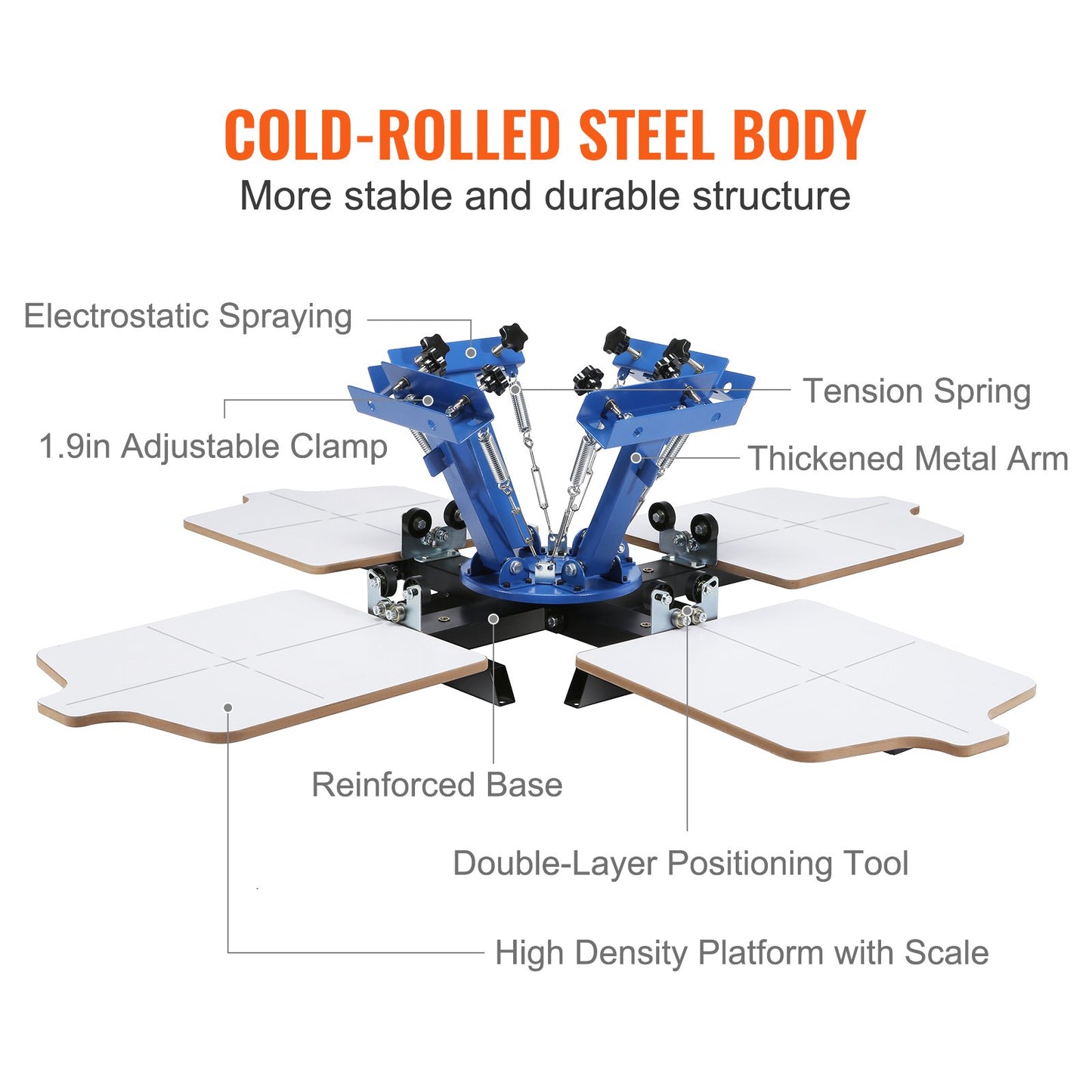 Screen Printing Machine, 4 Color 4 Station 360° Rotable Silk Screen Printing Press, 21.2x17.7in Screen Printing Press, Double-layer Positioning Pallet for T-shirt DIY Printing