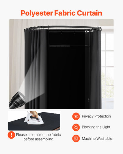 Fitting Room, Portable Dressing Room with Thick Polyester Curtains, Privacy Space with Shading Curtain and a Hook, for Boutique, Mall, Tailor's Store & Outdoor Activity 39 x 37 x 79 in (Black)