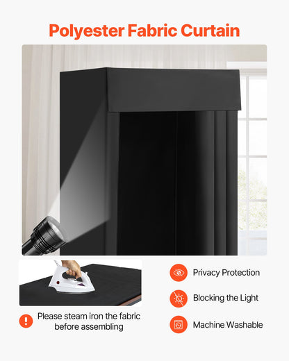 Fitting Room, Portable Dressing Room with Thick Polyester Curtains, Privacy Space with Shading Curtain and a Hook, for Boutique, Mall, Tailor's Store & Outdoor Activity 39 x 39 x 78 in (Black)