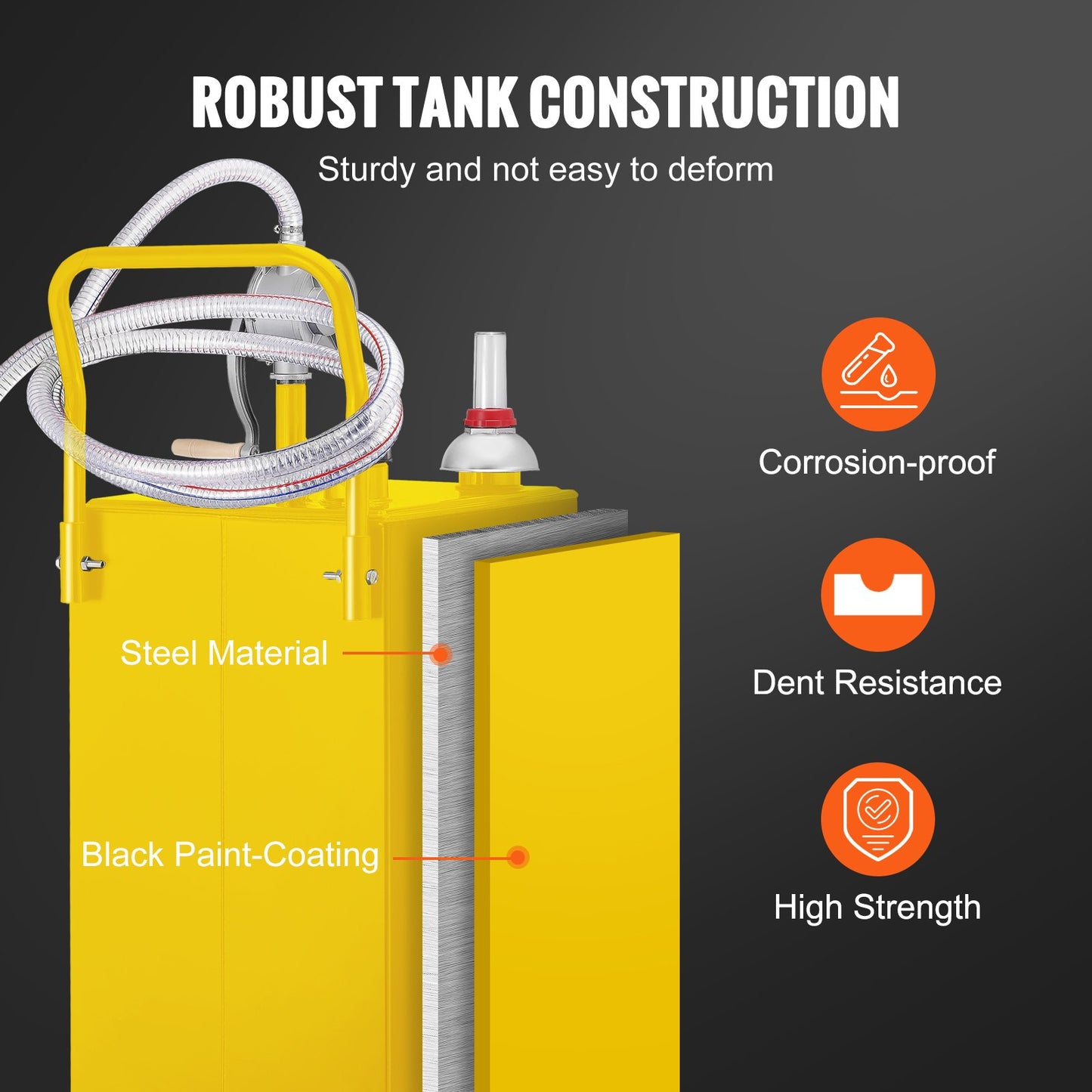 30 Gallon Fuel Caddy, Gas Storage Tank & 4 Wheels, with Manuel Transfer Pump, Gasoline Diesel Fuel Container for Cars, Lawn Mowers, ATVs, Boats, More, Yellow