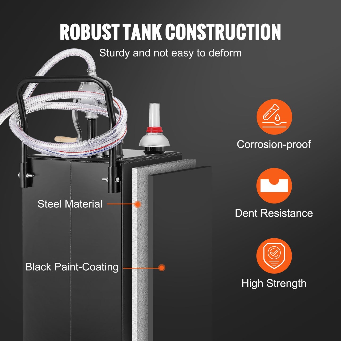 Fuel Caddy Fuel Storage Tank 35 Gallon 4 Wheels with Manual Pump, Black