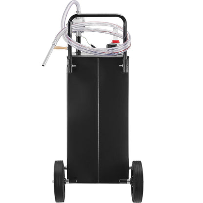 Fuel Caddy Fuel Storage Tank 35 Gallon 4 Wheels with Manual Pump, Black