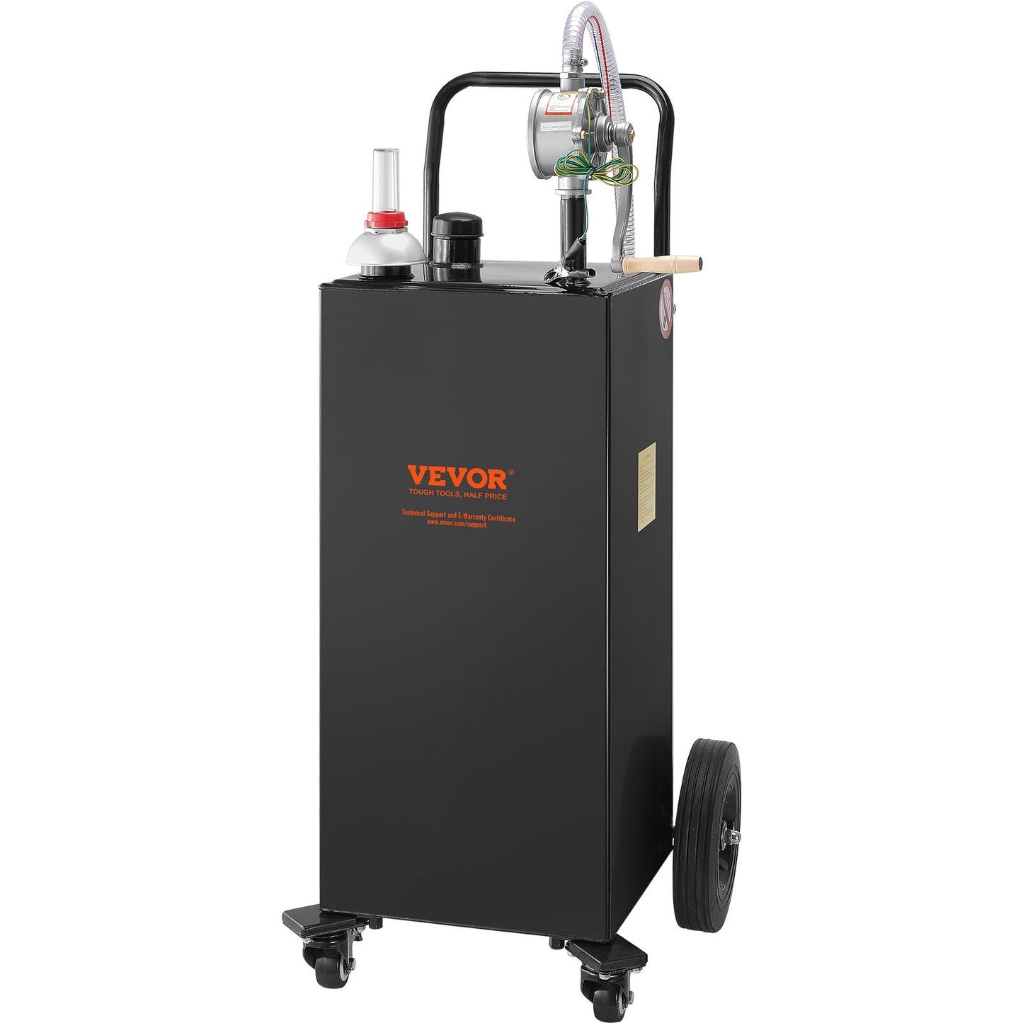 Fuel Caddy Fuel Storage Tank 35 Gallon 4 Wheels with Manual Pump, Black